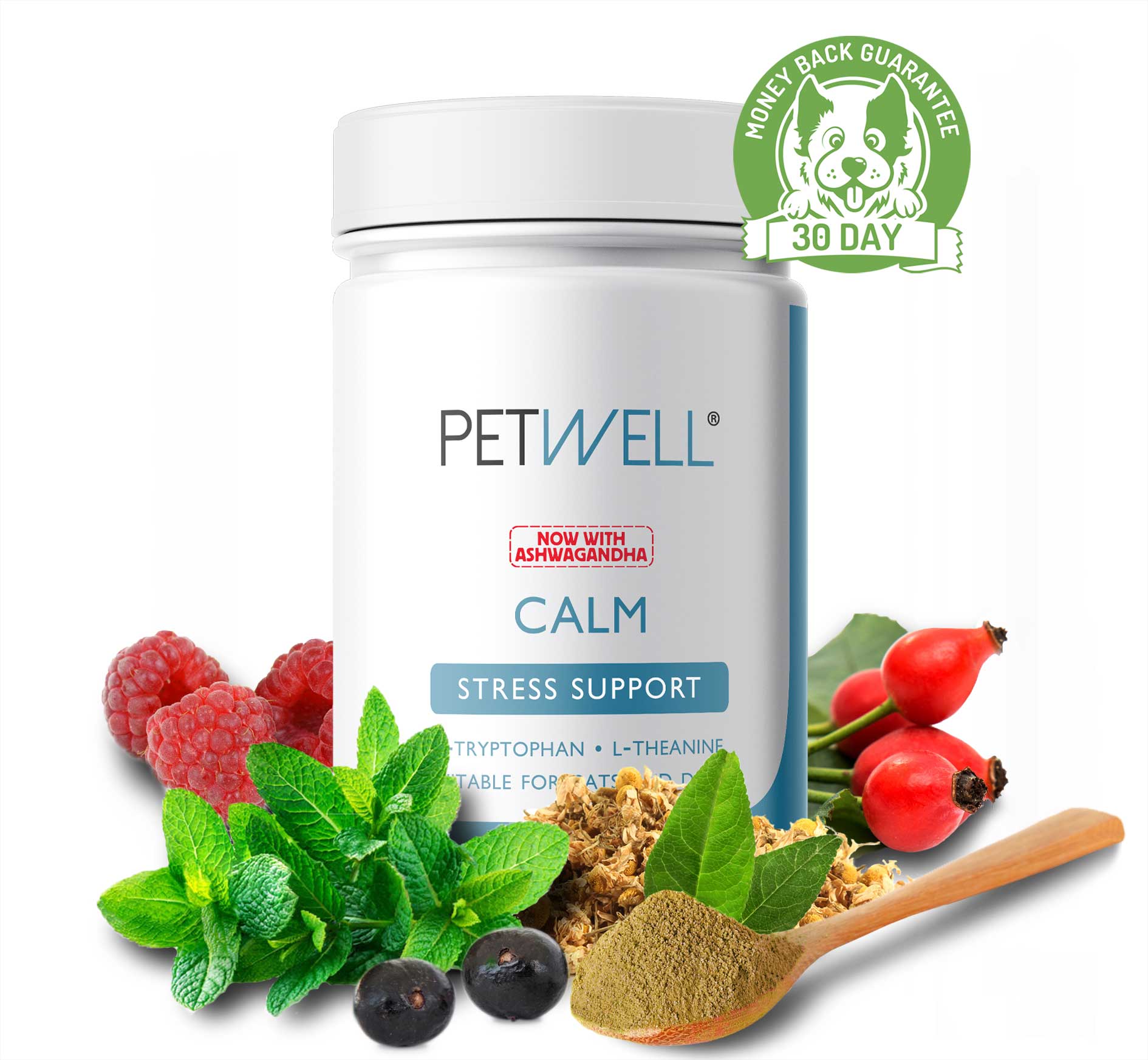 CALM-supplement-for-cats-and-dogs-with-anxiety-Formulated-by-a-Pet-Naturopath-using-all-natural-human-grade-ingredients-with Ashwagandha-30 day money back guarantee