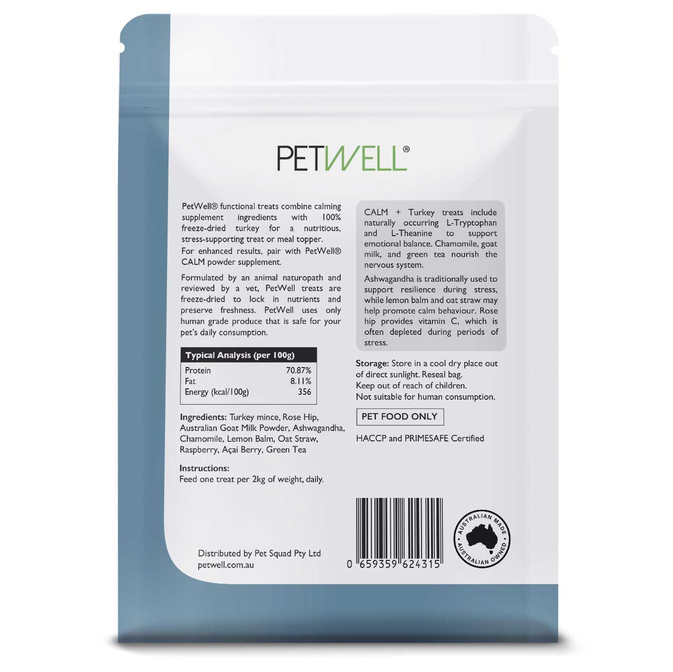 CALM_TURKEY-Functional-Healthy-Freeze-dried-protein-infused-with-PetWell-CALM-anxiety-Aid-supplement-for-anxious-dogs-and-cats