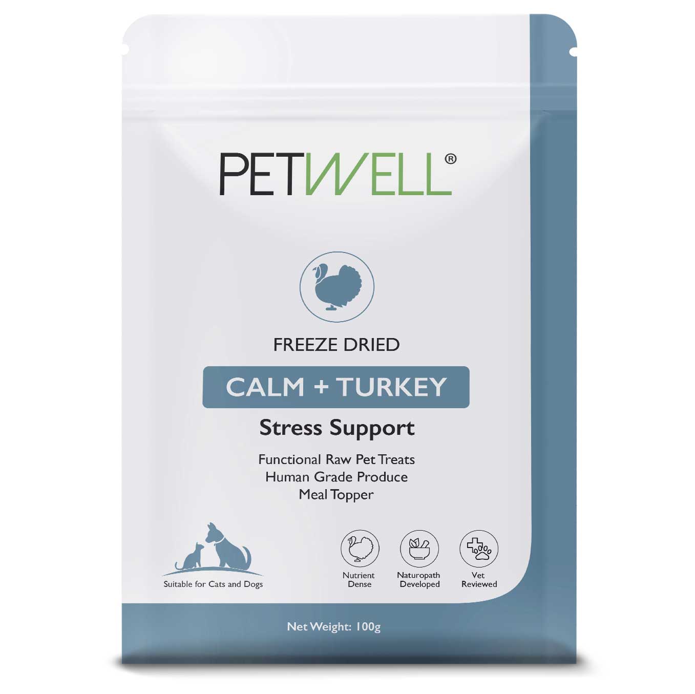 CALM_TURKEY-Functional-Healthy-Freeze-dried-protein-infused-with-PetWell-CALM-anxiety-Aid-supplement-for-anxious-dogs-and-cats