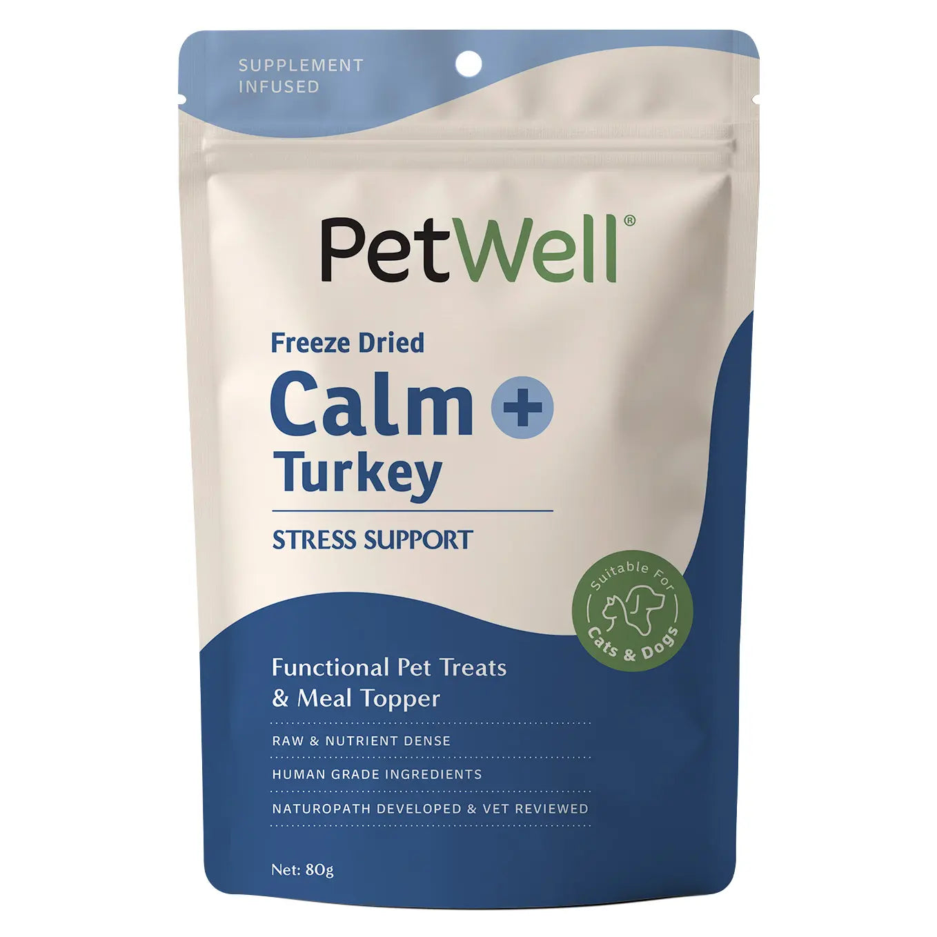 PetWell Calm + Turkey functional pet treat and meal topper