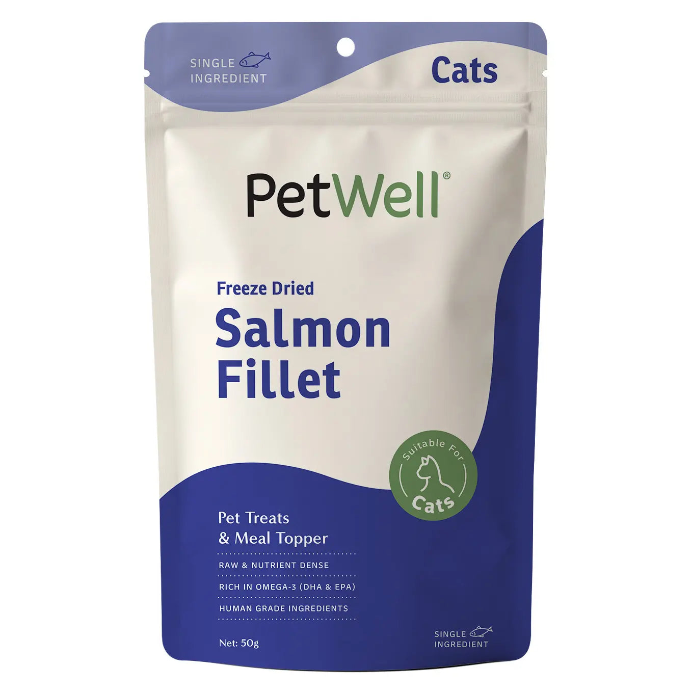 PetWell Salmon Fillet for Cats single ingredient pet treat & meal topper pack