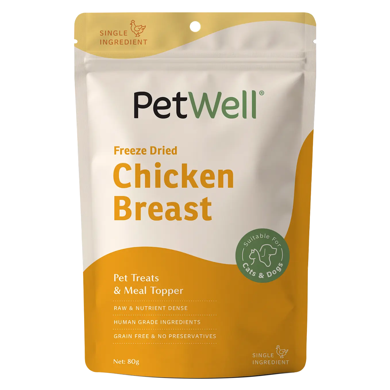 PetWell Chicken Breast single ingredient pet treat & meal topper pack