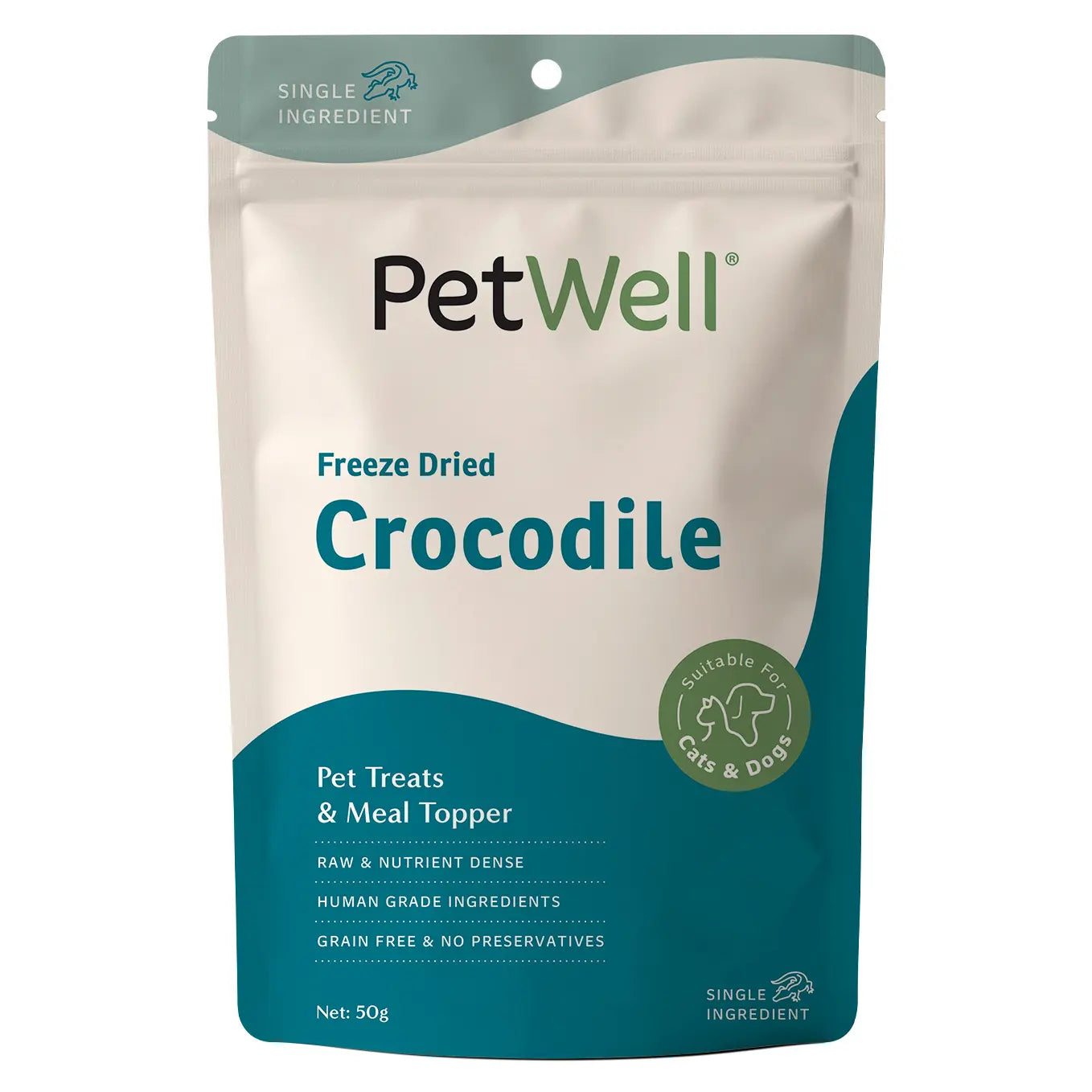 PetWell Crocodile single ingredient pet treat & meal topper pack
