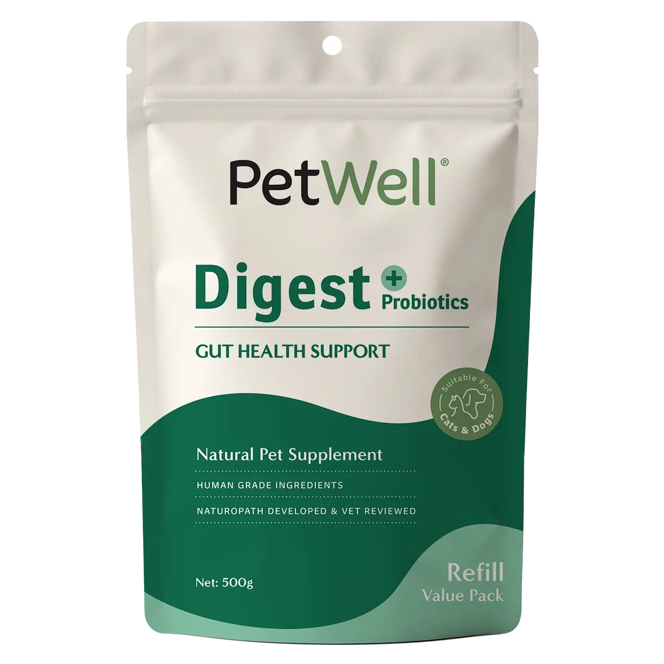 PetWell Digest supplement 500g refill pouch