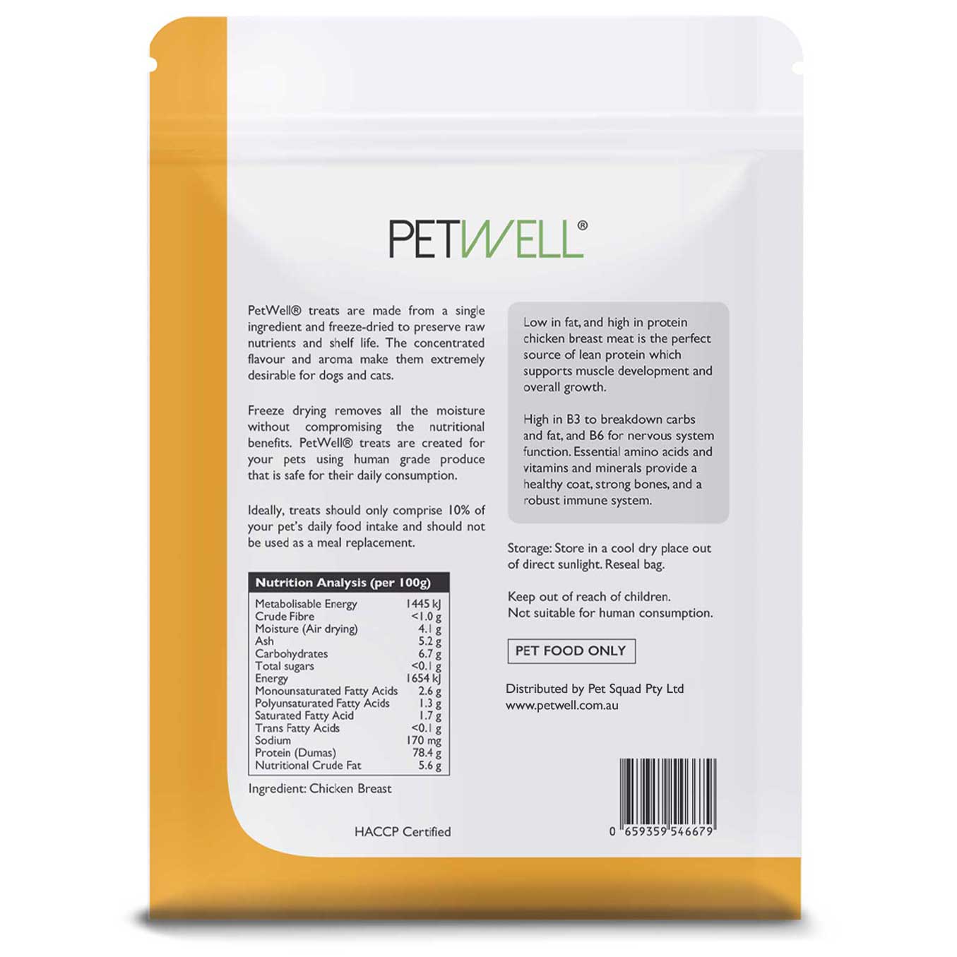 Freeze-dried chicken breast lean protein dog and cat treats by PetWell