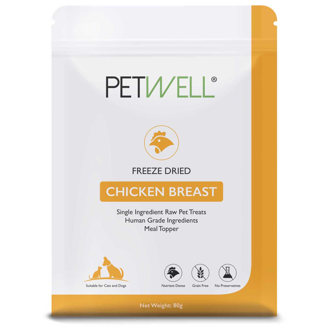 Freeze-dried chicken breast lean protein dog and cat treats by PetWell
