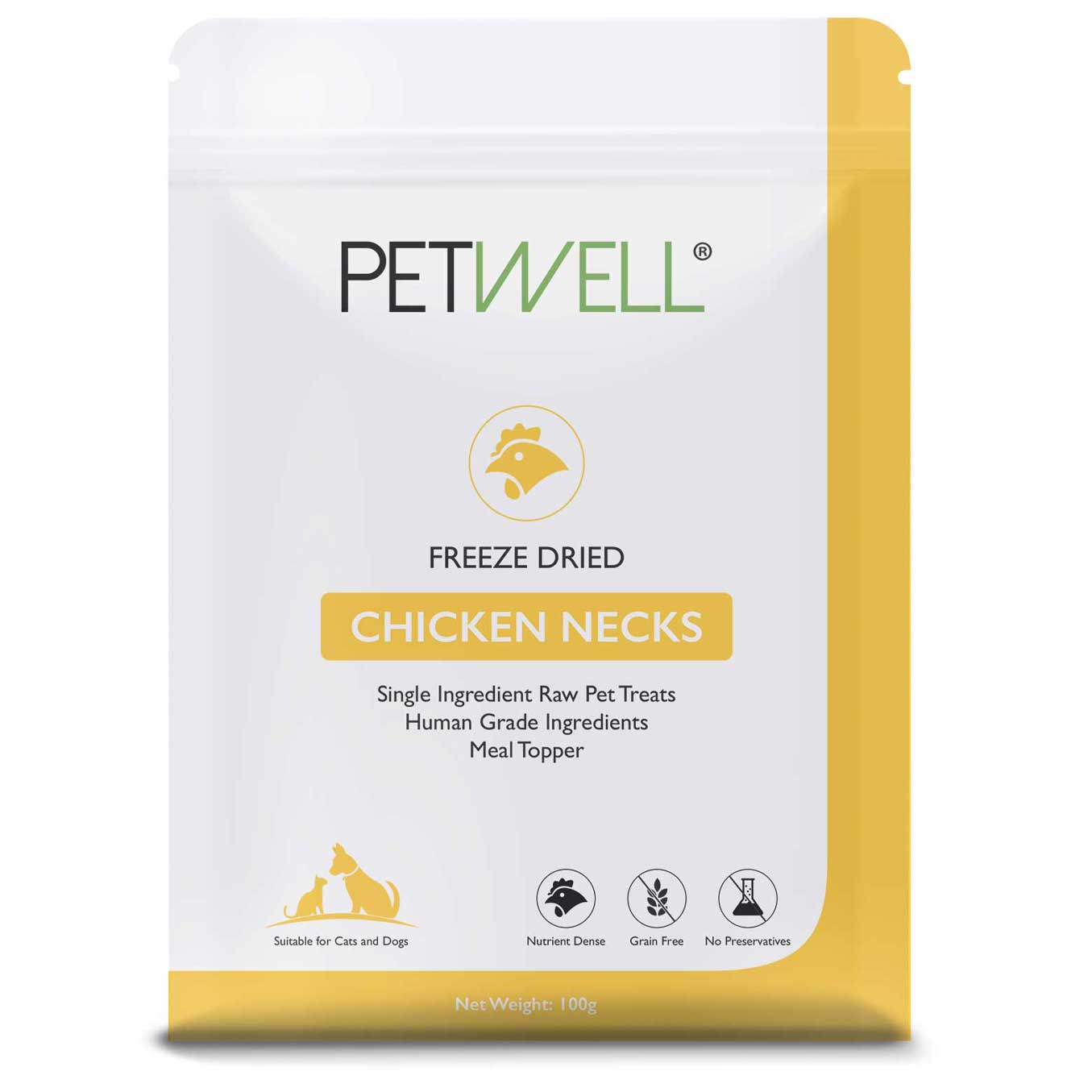 Freeze-dried chicken necks crunchy dental treats for dogs by PetWell