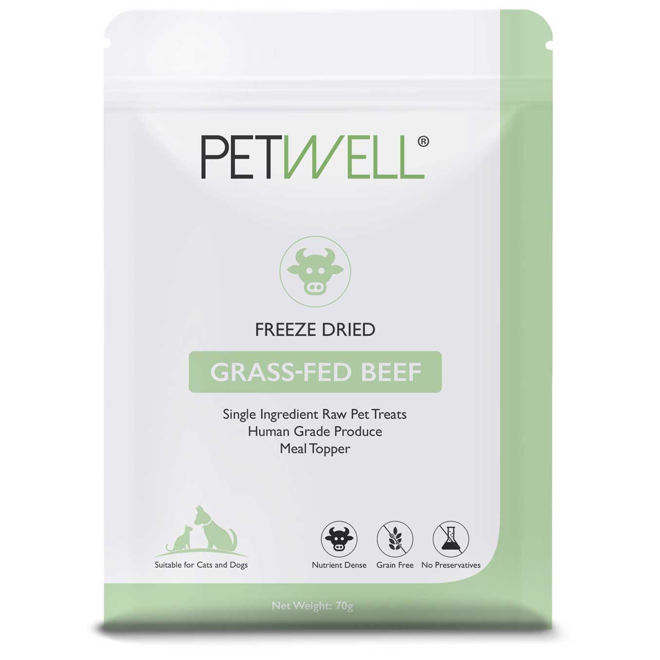 Freeze-dried-grass-fed-beef-lean-protein-dog-and-cat-treats-PetWell-front