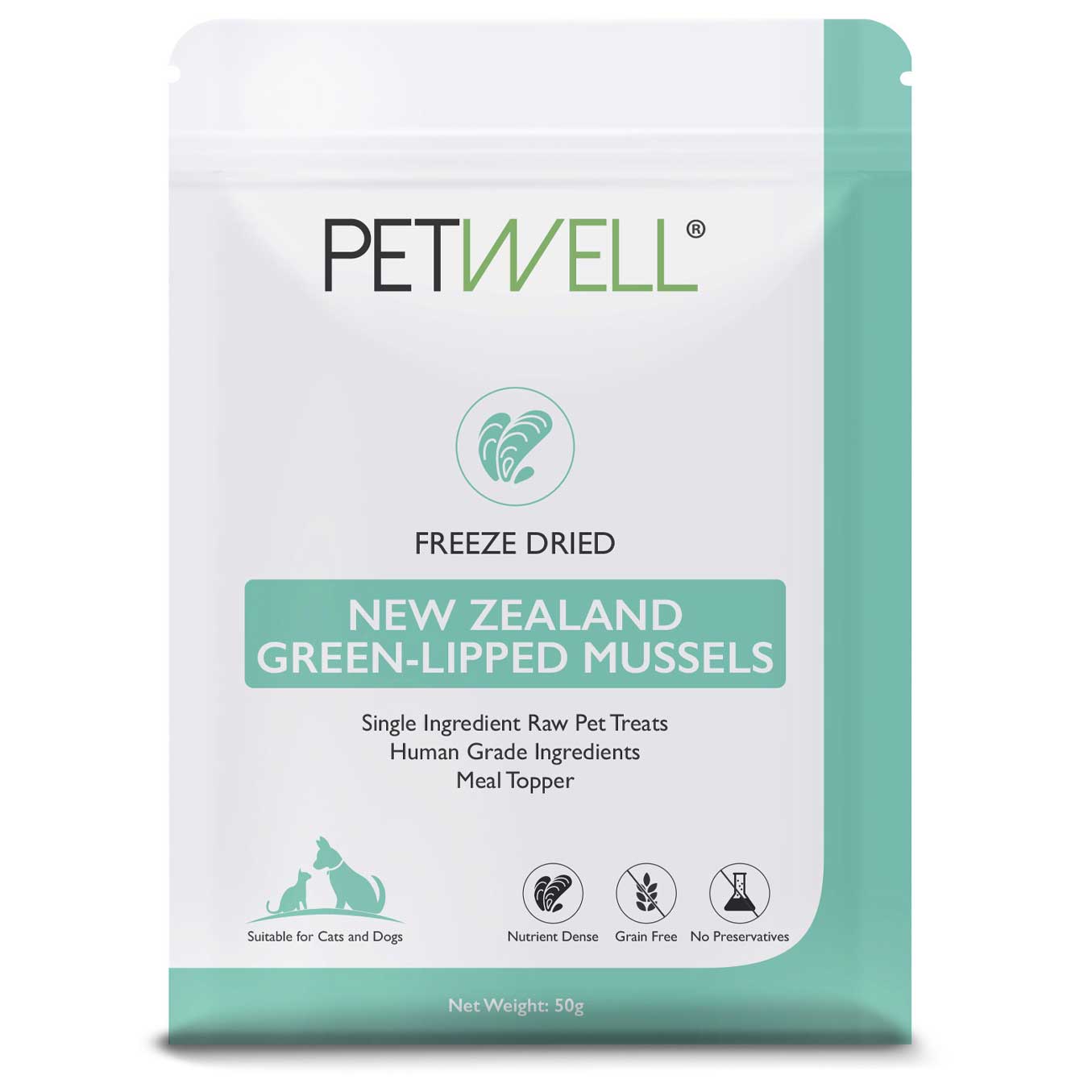 Freeze-dried New Zealand Green-Lipped Mussels natural joint support for cats and dogs, high in Omega-3 by PetWell