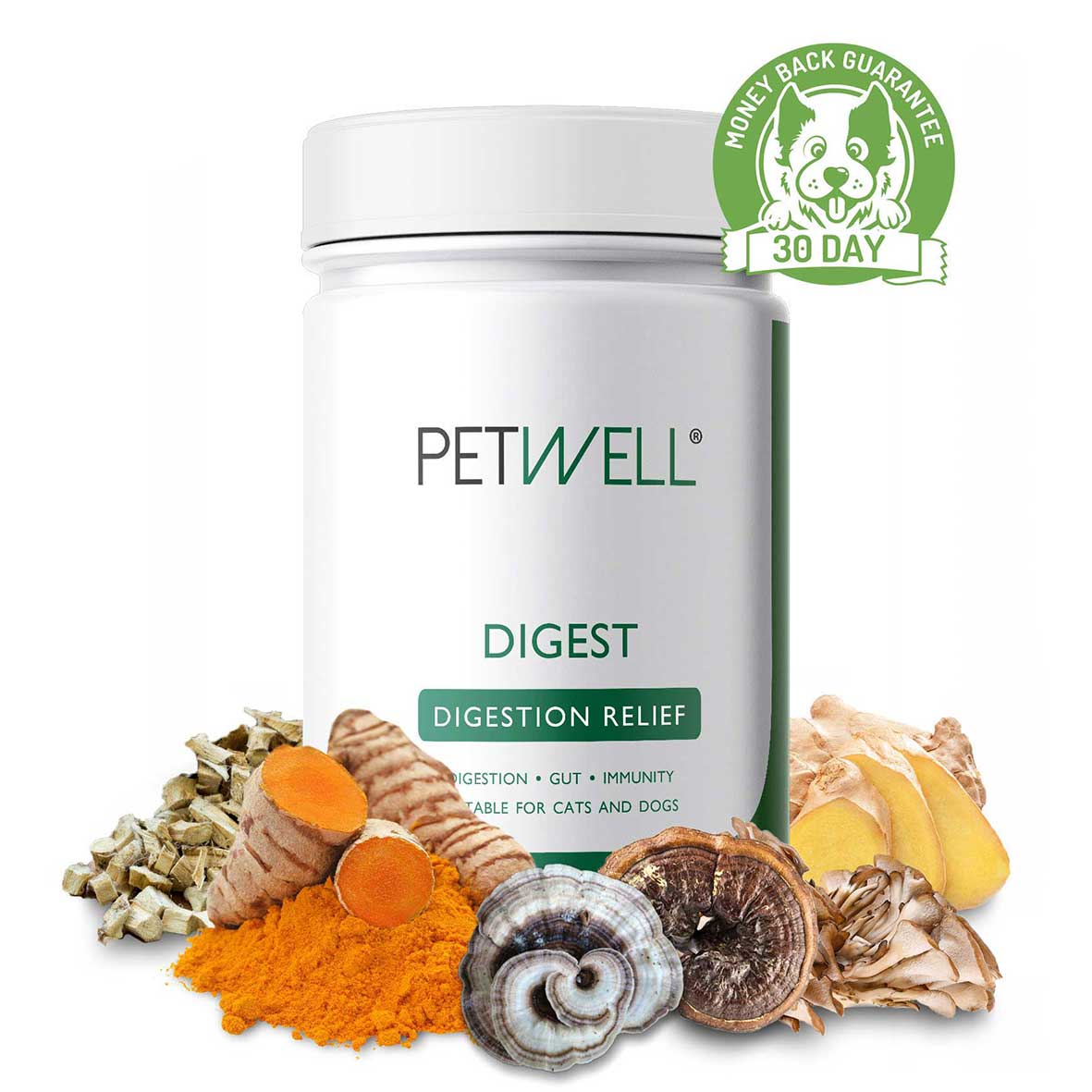 Gut health supplement for dogs and cats with gut issues - PetWell DIGEST. Formulated by a Pet Naturopath using all natural human grade ingredients 125g