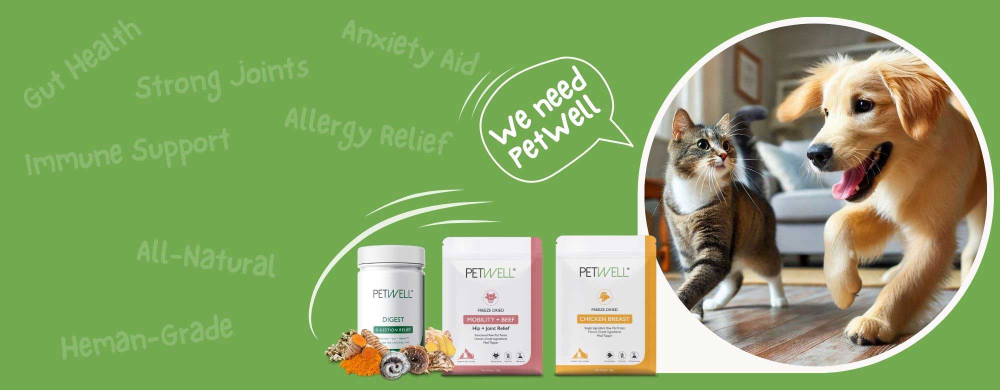 PetWell Healthy Treats and Supplements for dogs and cats made in Australia 