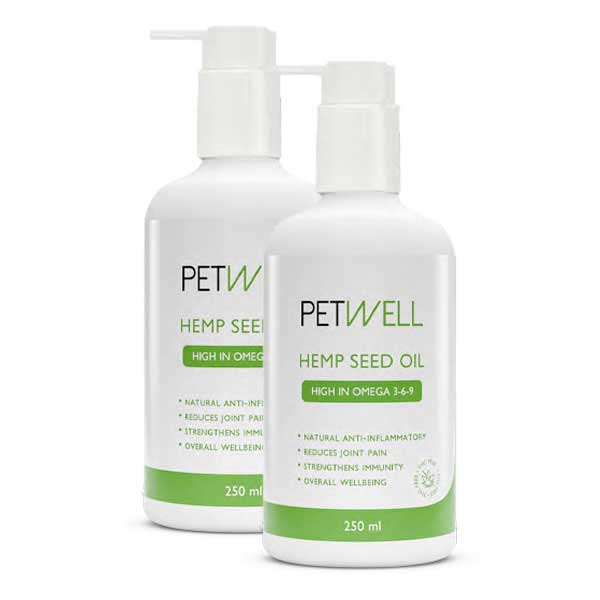 Hemp Seed Oil for dogs and cats with joint pain by PetWell. 100% cold-pressed Australian-grown hemp seed oil