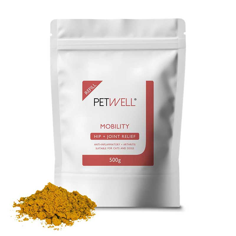 Joint health supplement for cats and dogs with Joint issues, PetWell MOBILITY. Formulated by a Pet Naturopath using all natural human grade ingredients 500g
