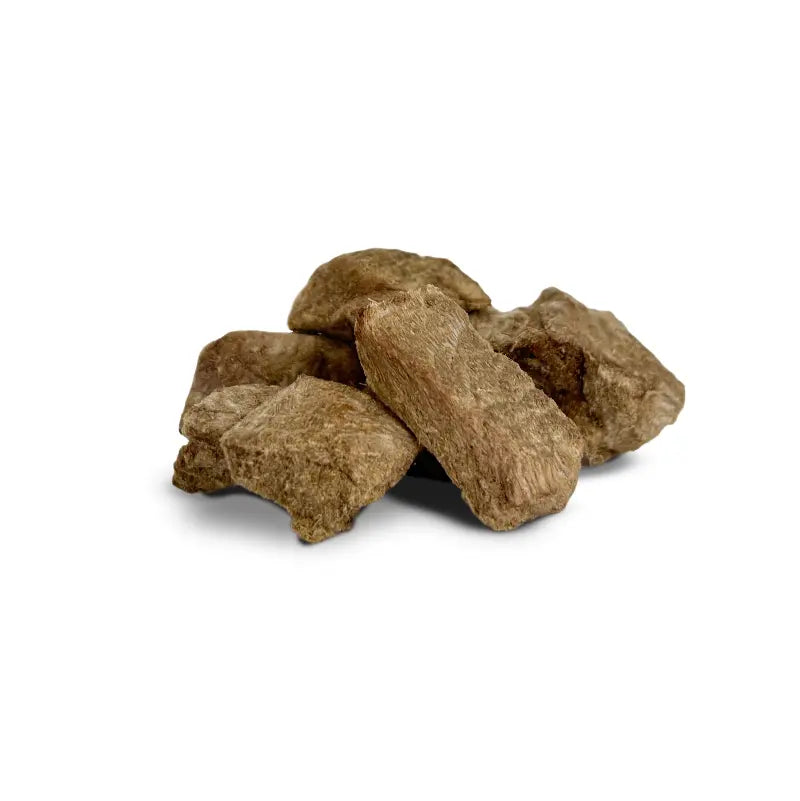 A small pile of PetWell freeze dried kangaroo treat pieces