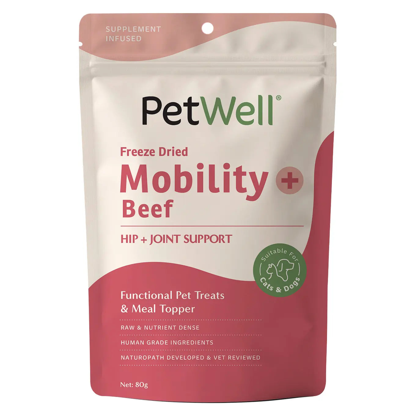 PetWell Mobility + beef functional pet treat and meal topper