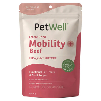 PetWell Mobility + beef functional pet treat and meal topper
