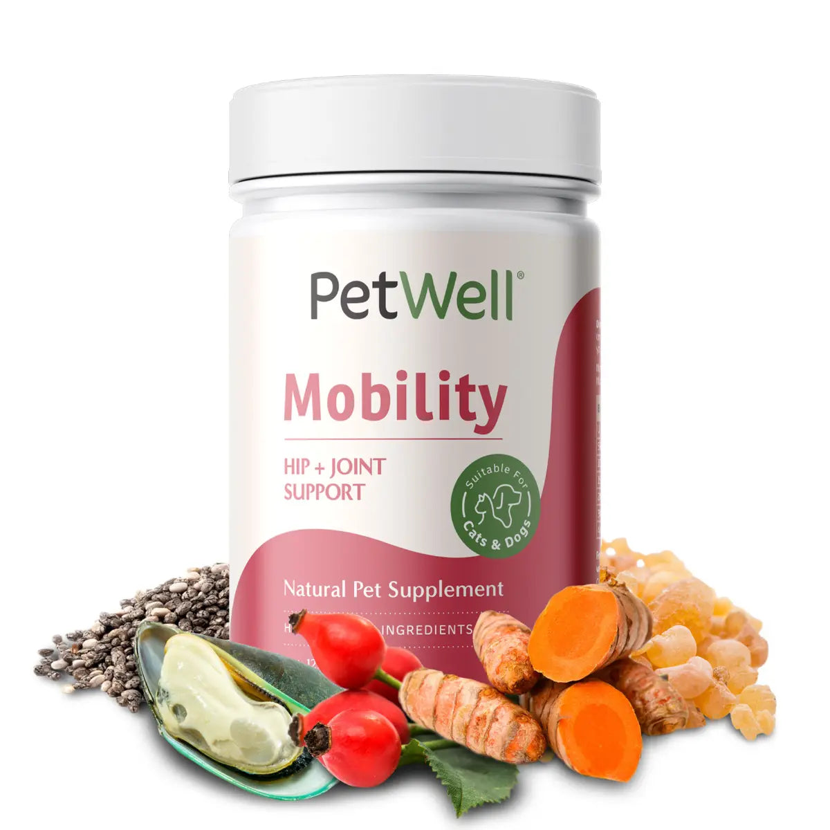 PetWell Mobility supplement 125g with human grade ingredients
