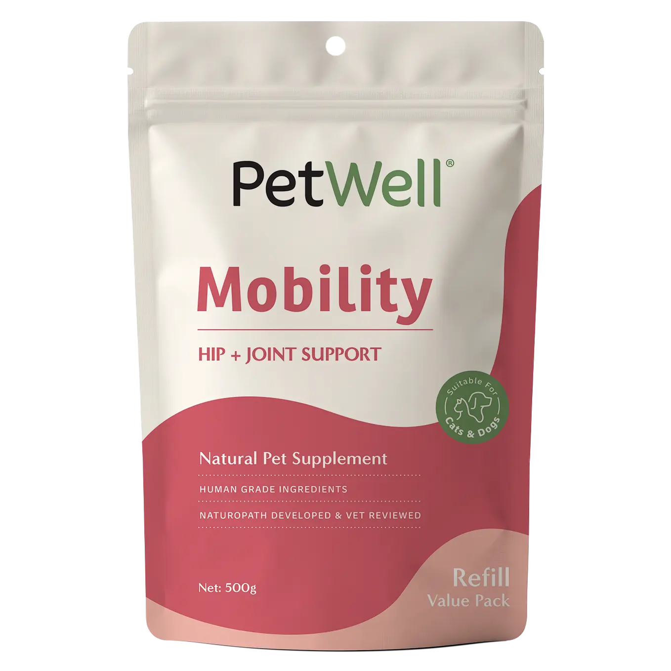 PetWell Mobility supplement 500g refill pouch