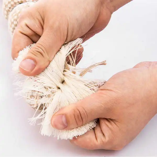 Natural_hemp_dog_toy-frayed-end showing cotton and linen interior.