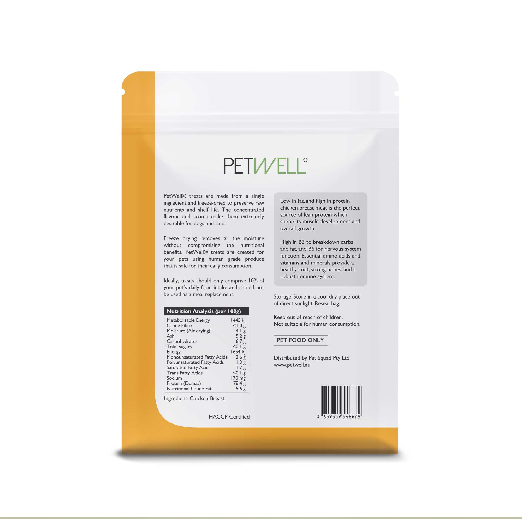 PetWell Chicken breast treat pack back