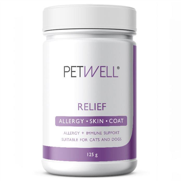 PetWell RELIEF Allergy, skin and coat  125g supplement with immune support for cats and dogs