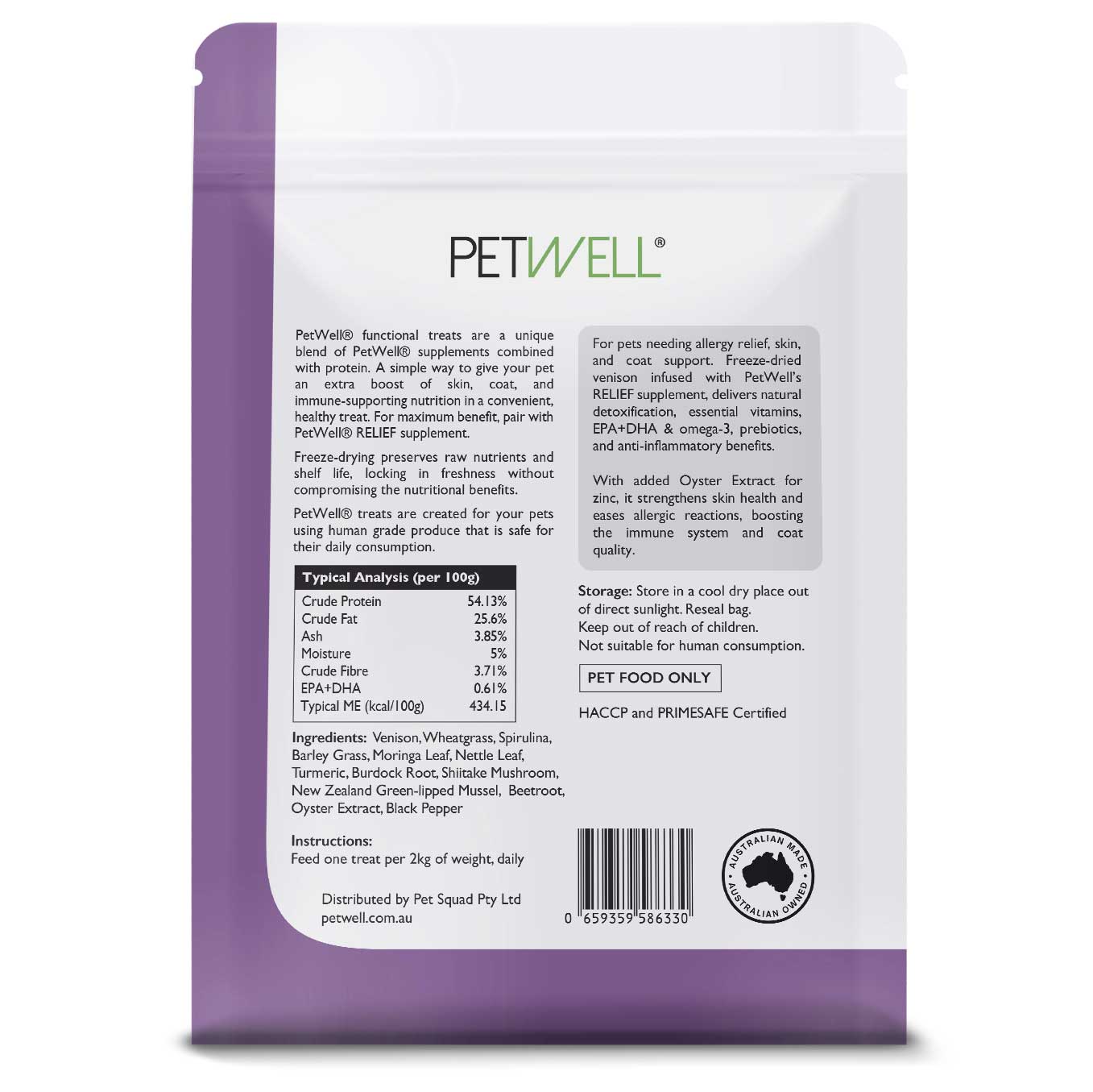 RELIEF_VENISON-Functional-Healthy-Treats-cats-and-dogs-with-allergies-Freeze-dried-protein-infused-with-PetWell-RELIEF-supplement-for-Allergies-Skin-and-Coat
