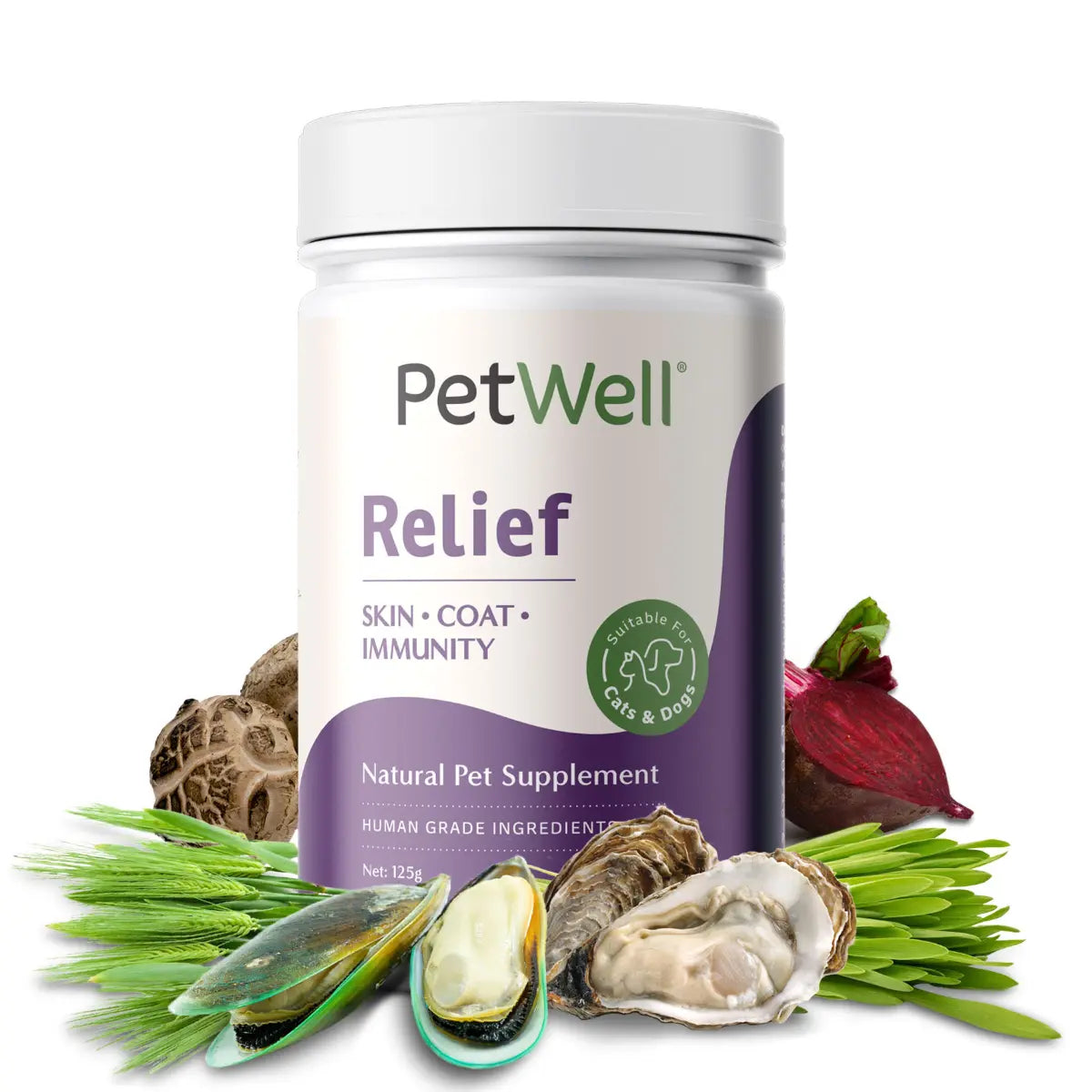 PetWell Relief supplement 125g with human grade ingredients