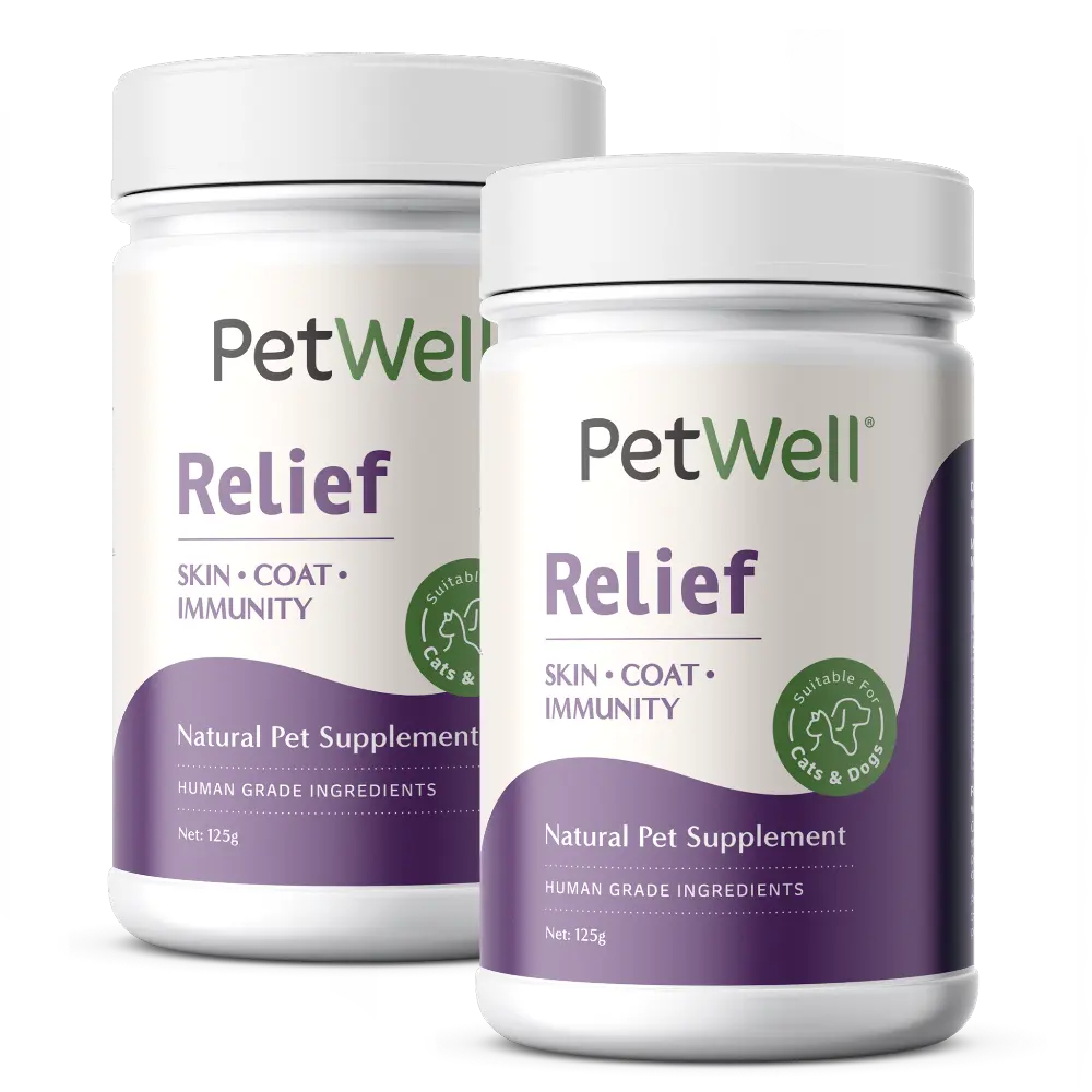 PetWell Relief supplement bundle of 2 canisters 