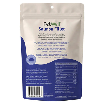 PetWell Salmon Fillet single ingredient pet treat & meal topper back of pack