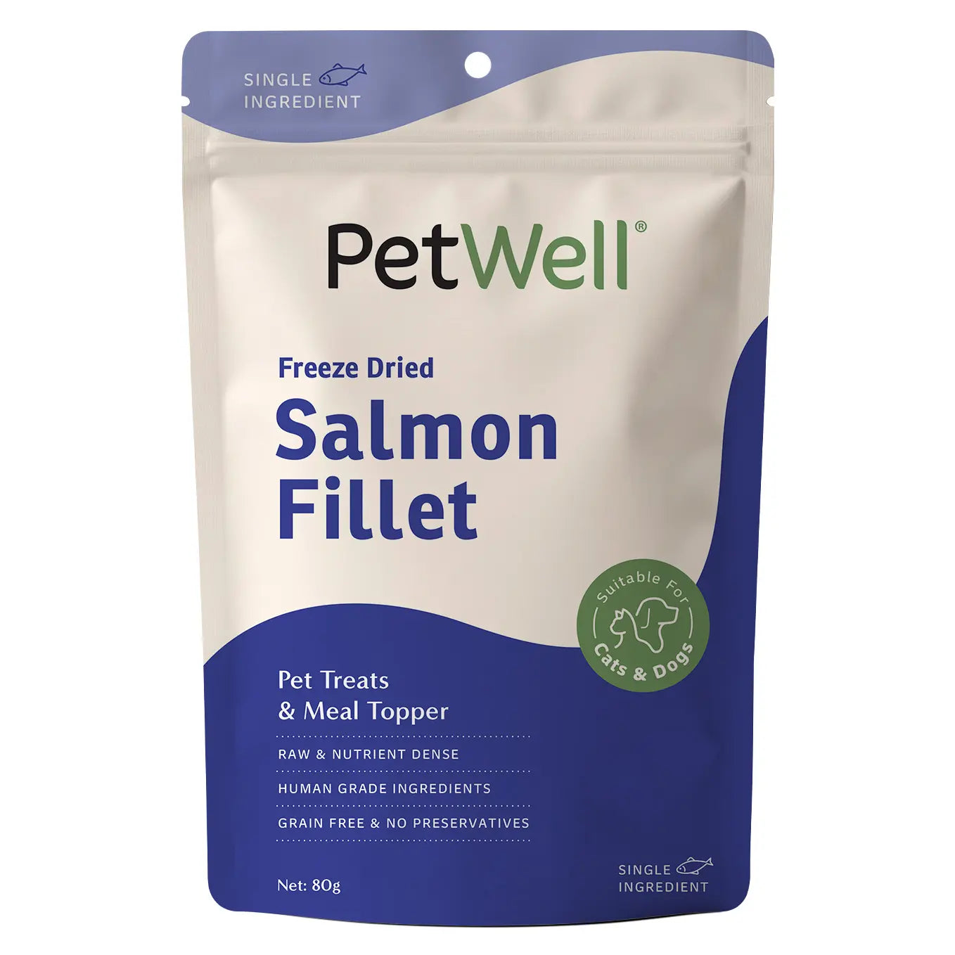 PetWell Salmon Fillet single ingredient pet treat & meal topper pack