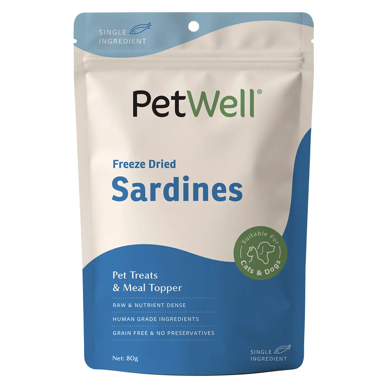 PetWell Sardines single ingredient pet treat & meal topper pack