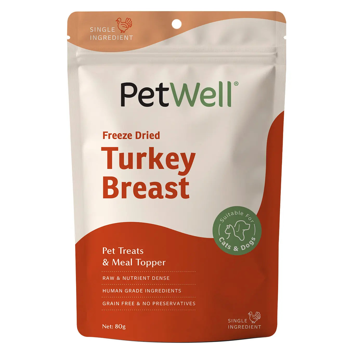 PetWell Turkey Breast single ingredient pet treat & meal topper pack